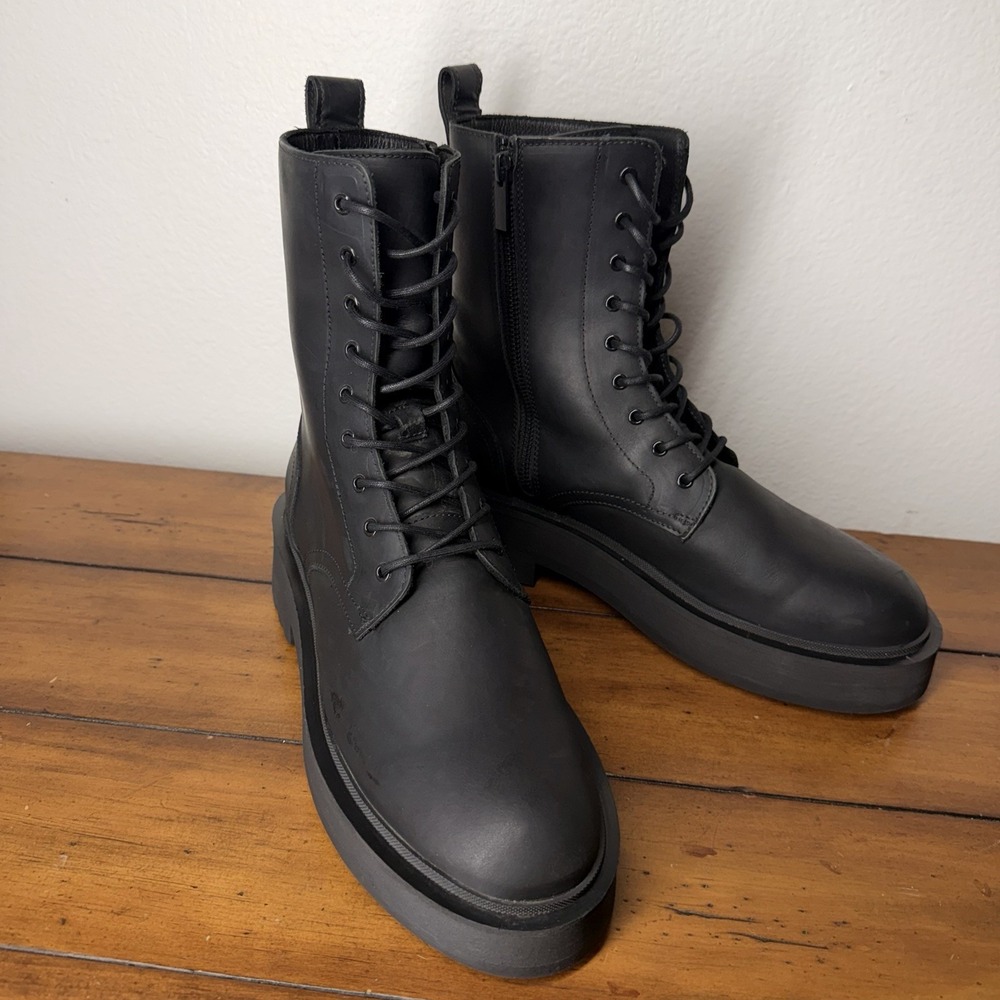 Thursday Everyday Women's Combat boots Black Leather Size 10 NEW